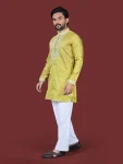 3MODERN SILK EMBROIDERY WORK MEN’S KURTA PAYJAMA WEDDING WEAR WHOLESALE PRICE ETHNIC GARMENT (17)