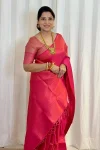 3MOST PICKED LICHI SILK JACQUARD WORK SAREE WITH UNSTITCHED BLOUSE FESTIVE WEAR WHOLESALE PRICE ETHNIC GARMENT (15)