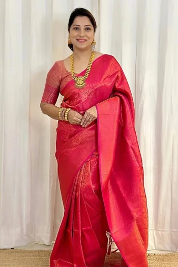 MOST PICKED LICHI SILK JACQUARD WORK SAREE WITH UNSTITCHED BLOUSE RANI