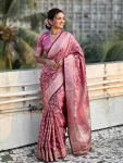 3MOST PICKED LICHI SILK JACQUARD WORK SAREE WITH UNSTITCHED BLOUSE WEDDING WEAR WHOLESALE PRICE ETHNIC GARMENT (26)