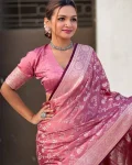 3MOST PICKED LICHI SILK JACQUARD WORK SAREE WITH UNSTITCHED BLOUSE WEDDING WEAR WHOLESALE PRICE ETHNIC GARMENT (26)