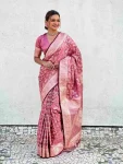3MOST PICKED LICHI SILK JACQUARD WORK SAREE WITH UNSTITCHED BLOUSE WEDDING WEAR WHOLESALE PRICE ETHNIC GARMENT (26)