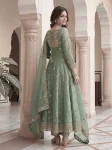 3NEW ARRIVAL FENDY SILK EMBROIDERY SEQUENCE ZARI WORK GOWN BOTTOM WITH DUPATTA FESTIVE WEAR WHOLESALE PRICE ETHNIC GARMENT (40)