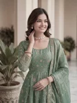 3NEW ARRIVAL FENDY SILK EMBROIDERY SEQUENCE ZARI WORK GOWN BOTTOM WITH DUPATTA FESTIVE WEAR WHOLESALE PRICE ETHNIC GARMENT (40)