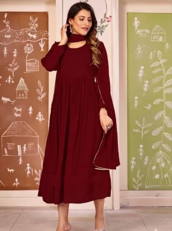 NEW ARRIVAL GEORGETTE PLAIN TOP WITH DUPATTA MAROON