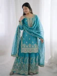 3NEW ARRIVAL GMY SILK EMBROIDERY SEQUENCE WORK MOTHDER DAUGHTER SET FESTIVE WEAR WHOLESALE PRICE ETHNIC GARMENT (47)