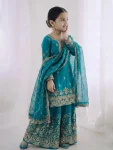 3NEW ARRIVAL GMY SILK EMBROIDERY SEQUENCE WORK MOTHDER DAUGHTER SET FESTIVE WEAR WHOLESALE PRICE ETHNIC GARMENT (47)