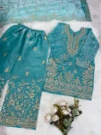 3NEW ARRIVAL GMY SILK EMBROIDERY SEQUENCE WORK MOTHDER DAUGHTER SET FESTIVE WEAR WHOLESALE PRICE ETHNIC GARMENT (47)