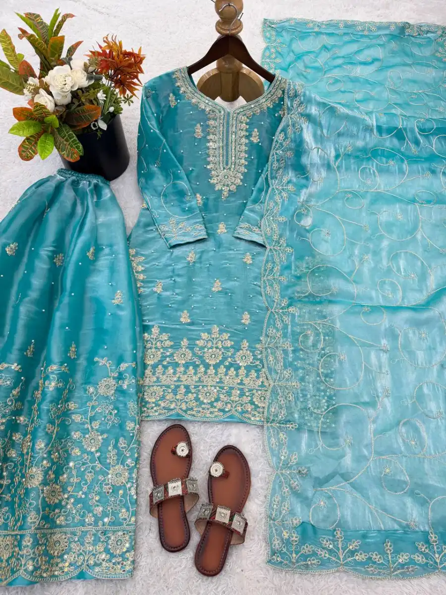 3NEW ARRIVAL GMY SILK EMBROIDERY SEQUENCE WORK MOTHDER DAUGHTER SET FESTIVE WEAR WHOLESALE PRICE ETHNIC GARMENT (48)