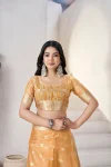 3RICH LOOK LINEN COTTON SILK GOLD ZARI AND SELF DESIGN WORK SAREE WITH UNSTITCHED BLOUSE FESTIVE WEAR WHOLESALE PRICE ETHNIC GARMENT (35)