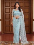 3RICH LOOK NET BEADS ,SEQUENCE, PEARLS EMBROIDERY WORK SAREE WITH UNSTITCHED BLOUSE PARTY WEAR WHOLESALE PRICE ETHNIC GARMENT (18)