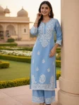 3TRENDING COTTON EMBROIDERY WORK KURTI PALAZZO SET CASUAL WEAR WHOLESALE PRICE ETHNIC GARMENT (2)