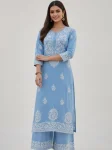 3TRENDING COTTON EMBROIDERY WORK KURTI PALAZZO SET CASUAL WEAR WHOLESALE PRICE ETHNIC GARMENT (2)