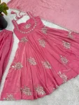 3TRENDING FENDY SILK EMBROIDERY SEQUENCE WORK GOWN PALAZZO WITH DUPATTA WEDDING WEAR WHOLESALE PRICE ETHNIC GARMENT (14)