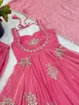 3TRENDING FENDY SILK EMBROIDERY SEQUENCE WORK GOWN PALAZZO WITH DUPATTA WEDDING WEAR WHOLESALE PRICE ETHNIC GARMENT (14)