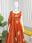 3TRENDING FENDY SILK THREAD AND SEQUENCE WORK GOWN PALAZZO WITH DUPATTA WEDDING WEAR WHOLESALE PRICE ETHNIC GARMENT (22)