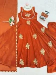 3TRENDING FENDY SILK THREAD AND SEQUENCE WORK GOWN PALAZZO WITH DUPATTA WEDDING WEAR WHOLESALE PRICE ETHNIC GARMENT (22)