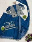 3TRENDING RANGOLI SILK EMBROIDERY WORK LACE BORDER WORK READY TO WEAR SAREE WITH STITCHED BLOUSE AND KOTI PARTY WEAR WHOLESALE PRICE ETHNIC GARMENT (14)