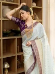4CLASSIC LICHI SILK JACQUARD WORK SAREE WITH UNSTITCHED BLOUSE FESTIVE WEAR WHOLESALE PRICE ETHNIC GARMENT (18)
