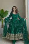 4DESIGNER CHINON SILK EMBROIDERY SEQUENCE WORK WITH REAL MIRROR HAND WORK GOWN BOTTOM WITH DUPATTA FESTIVE WEAR WHOLESALE PRICE ETHNIC GARMENT (12)
