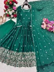 4DESIGNER CHINON SILK EMBROIDERY SEQUENCE WORK WITH REAL MIRROR HAND WORK GOWN BOTTOM WITH DUPATTA FESTIVE WEAR WHOLESALE PRICE ETHNIC GARMENT (12)