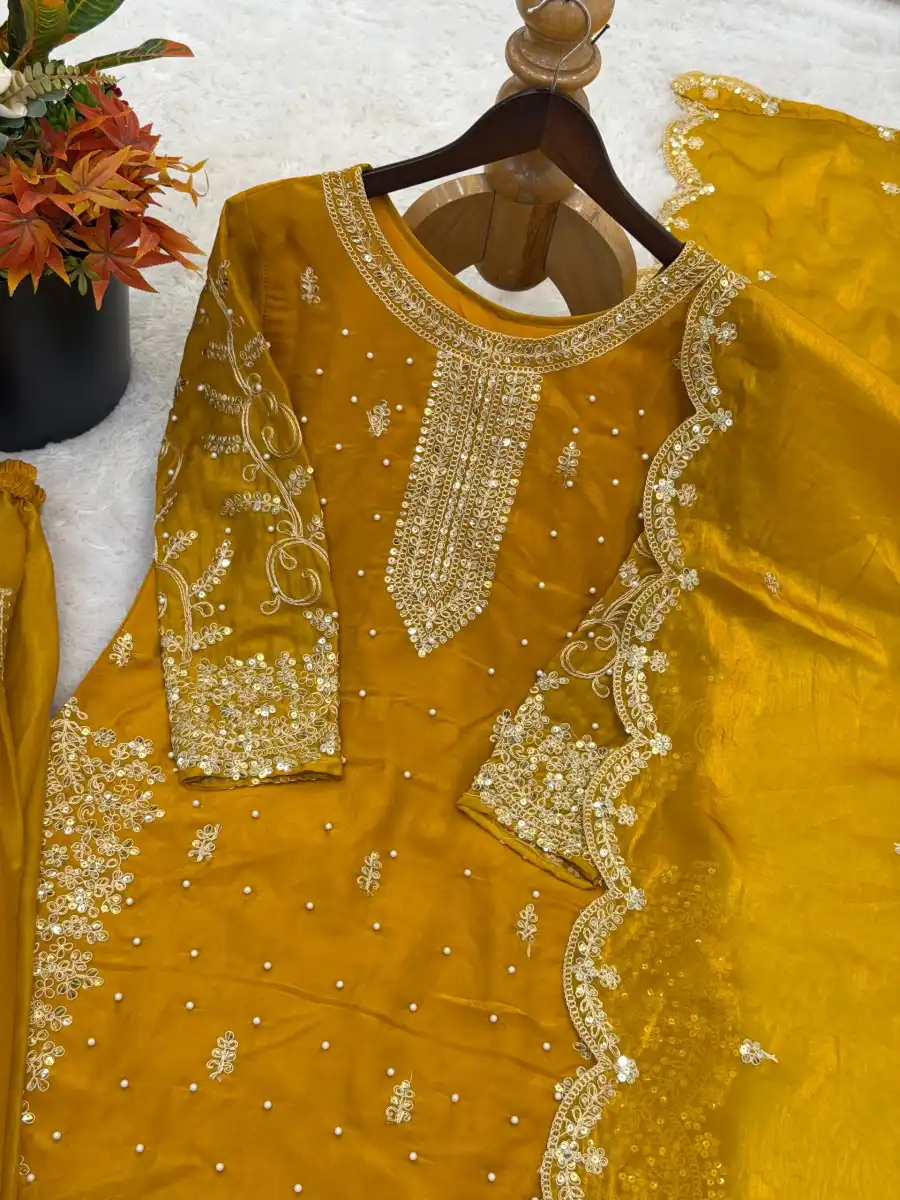 4DESIGNER FENDY SILK EMBROIDERY CODING AND SEQUENCE WORK TOP PALAZZO WITH DUPATTA FESTIVE WEAR WHOLESALE PRICE ETHNIC GARMENT (35)