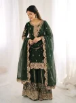 4DESIGNER FENDY SILK EMBROIDERY CODING AND SEQUENCE WORK TOP PALAZZO WITH DUPATTA FESTIVE WEAR WHOLESALE PRICE ETHNIC GARMENT (39)