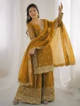 4DESIGNER FENDY SILK EMBROIDERY CODING AND SEQUENCE WORK TOP PALAZZO WITH DUPATTA FESTIVE WEAR WHOLESALE PRICE ETHNIC GARMENT (38)