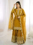 4DESIGNER FENDY SILK EMBROIDERY CODING AND SEQUENCE WORK TOP PALAZZO WITH DUPATTA FESTIVE WEAR WHOLESALE PRICE ETHNIC GARMENT (38)