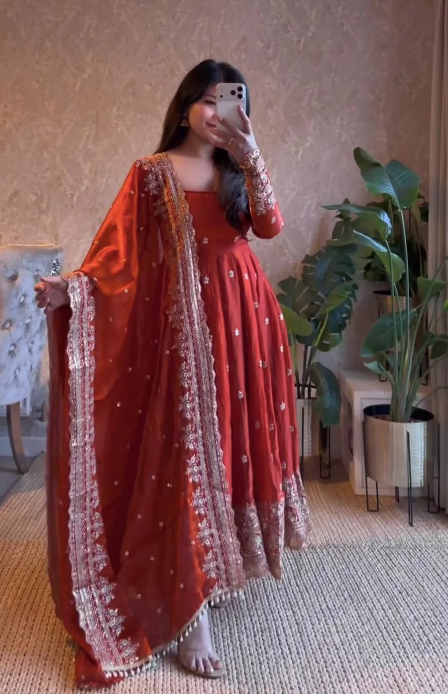 4DESIGNER FENDY SILK EMBROIDERY SEQUENCE WORK GOWN BOTTOM WITH DUPATTA FESTIVE WEAR WHOLESALE PRICE ETHNIC GARMENT (3)