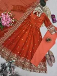 4DESIGNER FENDY SILK EMBROIDERY SEQUENCE WORK GOWN BOTTOM WITH DUPATTA FESTIVE WEAR WHOLESALE PRICE ETHNIC GARMENT (3)