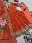 4DESIGNER FENDY SILK EMBROIDERY SEQUENCE WORK GOWN BOTTOM WITH DUPATTA FESTIVE WEAR WHOLESALE PRICE ETHNIC GARMENT (3)