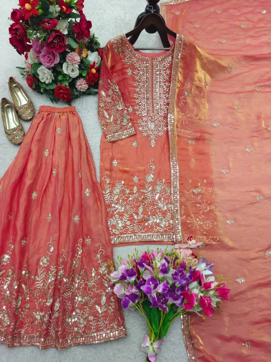 4DESIGNER GMY SILK EMBROIDERY 5 MM SEQUENCE WORK TOP PALAZZO WITH DUPATTA FESTIVE WEAR WHOLESALE PRICE ETHNIC GARMENT (11)