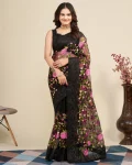4DESIGNER SOFT NET CHIKANKARI EMBROIDERY WORK SAREE WITH UNSTITCHED BLOUSE PARTY WEAR WHOLESALE PRICE ETHNIC GARMENT (19)