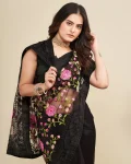 4DESIGNER SOFT NET CHIKANKARI EMBROIDERY WORK SAREE WITH UNSTITCHED BLOUSE PARTY WEAR WHOLESALE PRICE ETHNIC GARMENT (19)