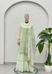 4FANCY GEORGETTE EMBROIDERY SEQUENCE ZARI WORK TOP SHARARA WITH DUPATTA FESTIVE WEAR WHOLESALE PRICE ETHNIC GARMENT (27)
