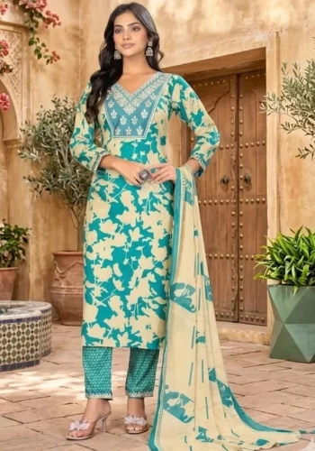 FANCY RAYON DIGITAL PRINT WORK TOP BOTTOM WITH DUPATTA RAMA
