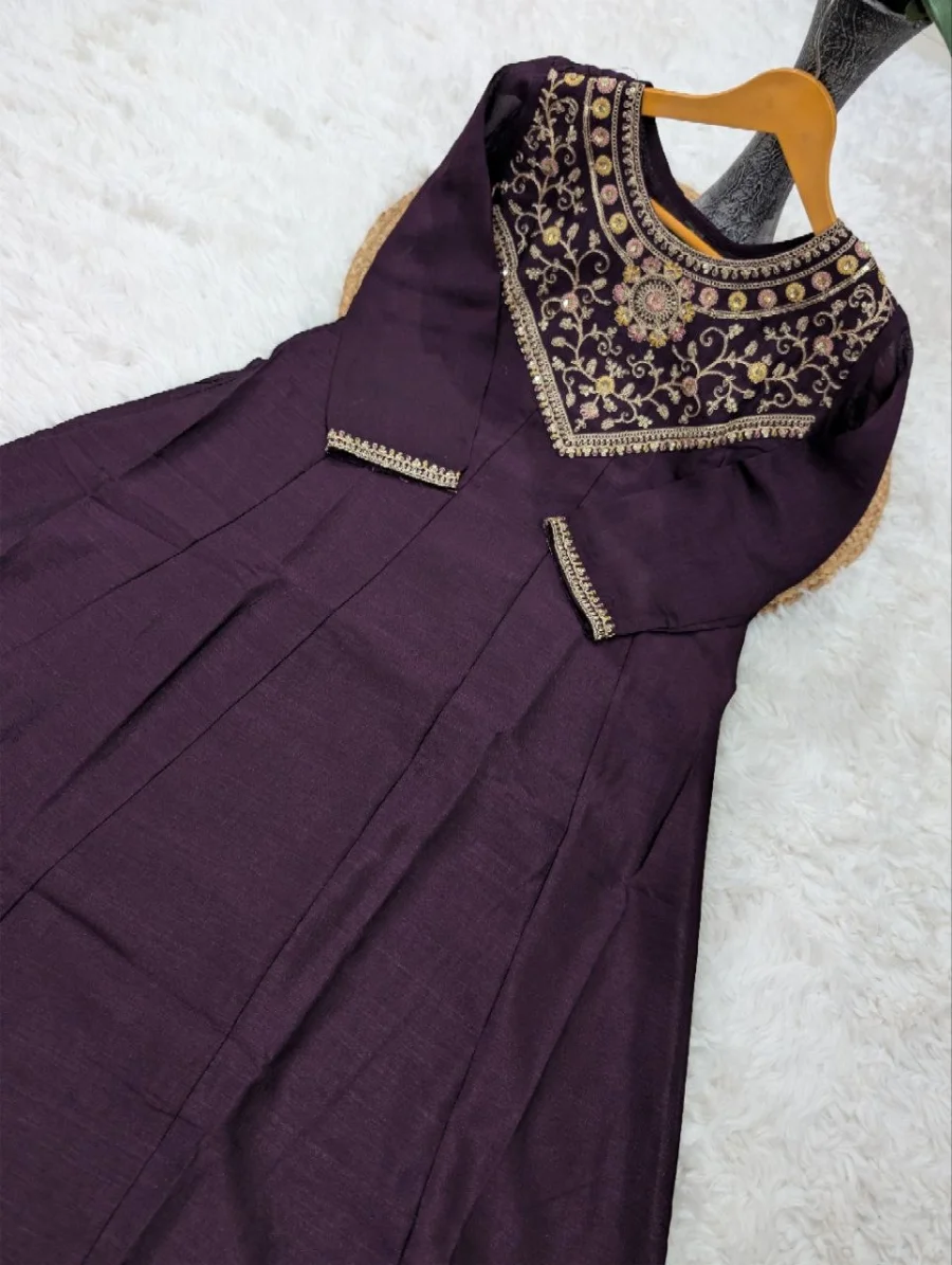 4FANCY VICHITRA SILK SEQUENCE CODING EMBROIDERY WORK TOP BOTTOM WITH DUPATTA FESTIVE WEAR WHOLESALE PRICE ETHNIC GARMENT (24)