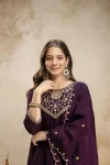 4FANCY VICHITRA SILK SEQUENCE CODING EMBROIDERY WORK TOP BOTTOM WITH DUPATTA FESTIVE WEAR WHOLESALE PRICE ETHNIC GARMENT (28)