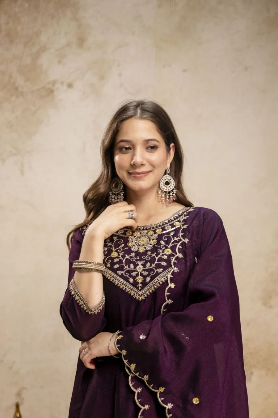4FANCY VICHITRA SILK SEQUENCE CODING EMBROIDERY WORK TOP BOTTOM WITH DUPATTA FESTIVE WEAR WHOLESALE PRICE ETHNIC GARMENT (25)
