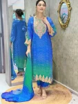 4MODERN CHINON DIGITAL PRINT AND EMBROIDERY WITH HAND MIRROR WORK TOP BOTTOM WITH DUPATTA FESTIVE WEAR WHOLESALE PRICE ETHNIC GARMENT (13)