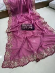 4MODERN GEORGETTE SEQUENCE WORK CUT WORK BORDER SAREE WITH UNSTITCHED BLOUSE WEDDING WEAR WHOLESALE PRICE ETHNIC GARMENT (3)