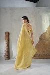4MODERN LINENE COTTON SILK GOLD ZARI AND SELF DESIGN WORK SAREE WITH UNSTITCHED BLOUSE FESTIVE WEAR WHOLESALE PRICE ETHNIC GARMENT (4)