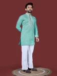 4MODERN SILK EMBROIDERY WORK MEN’S KURTA PAYJAMA WEDDING WEAR WHOLESALE PRICE ETHNIC GARMENT (13)
