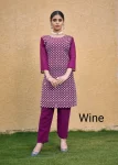 NEW ARRIVAL GEORGETTE CHIKAN EMBROIDERY WORK TOP PENT SET WINE