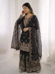 4NEW ARRIVAL GMY SILK EMBROIDERY SEQUENCE WORK MOTHDER DAUGHTER SET FESTIVE WEAR WHOLESALE PRICE ETHNIC GARMENT (1)
