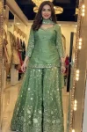 RICH LOOK FENDY SILK THREAD WITH SEQUENCE EMBROIDERY, ZARI WORK TOP PALAZZO WITH DUPATTA GREEN