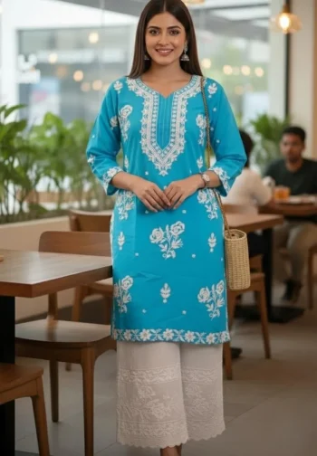 TRENDING COTTON EMBROIDERY WORK TOP BOTTOM SET RAMA