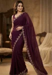 4TRENDING FENDY SATIN KHATLI CUT DANA HANDWORK WITH ARC BORDER WORK SAREE WITH UNSTITCHED BLOUSE PARTY WEAR WHOLESALE PRICE ETHNIC GARMENT (11)