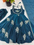 4TRENDING FENDY SILK EMBROIDERY SEQUENCE WORK GOWN PALAZZO WITH DUPATTA WEDDING WEAR WHOLESALE PRICE ETHNIC GARMENT (34)